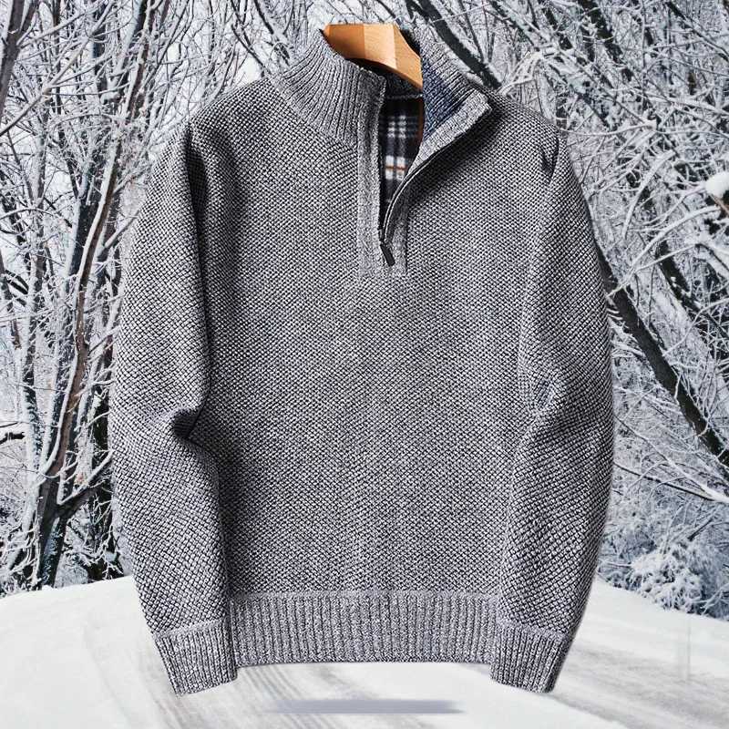 Autumn mens thick wool drawstring sweater half zipper drawstring mens sportswear zipper drawstring mens jacket W2411111