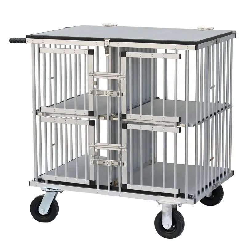 Wholesale dog kennel Aluminum Dog Trolley pet show trolley Portable Pet Stroller Dog Show Cage