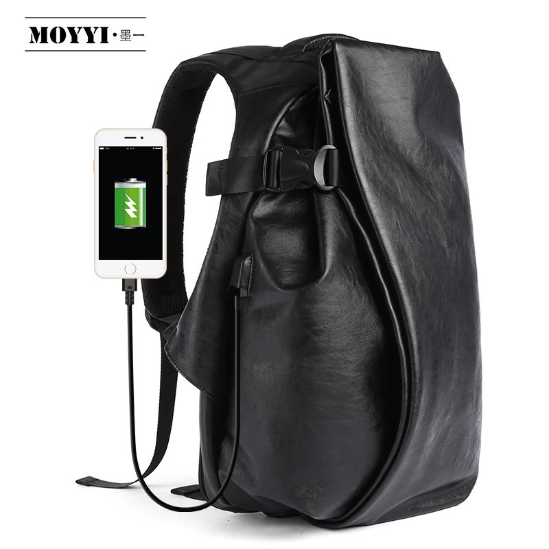 Men Leather Backpack Waterproof Laptop Large Capacity Business with USB Charging Male Travel Sport Daypack 241111