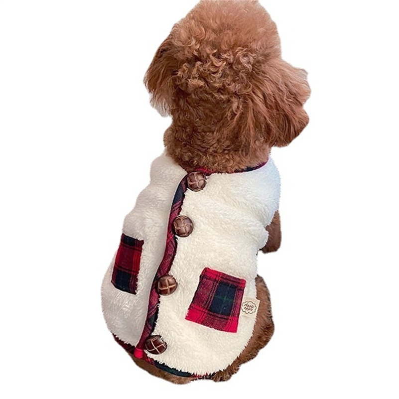 Winter Coat with Scraf for Small and Medium Dogs Puppy Plaid Jacket Cotton Coat for Cold Weather Windproof Warm Dog Garments Pet Thickened Outfits