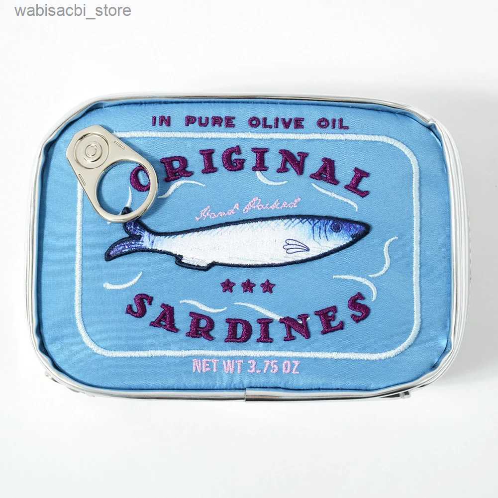 Cosmetic Bags Cute Canned Sardines Style Bath Travel Bag Wash Bag Creative PU Handbag Cosmetic Bags Portable Makeup Bag Storage Bag for Travel L49
