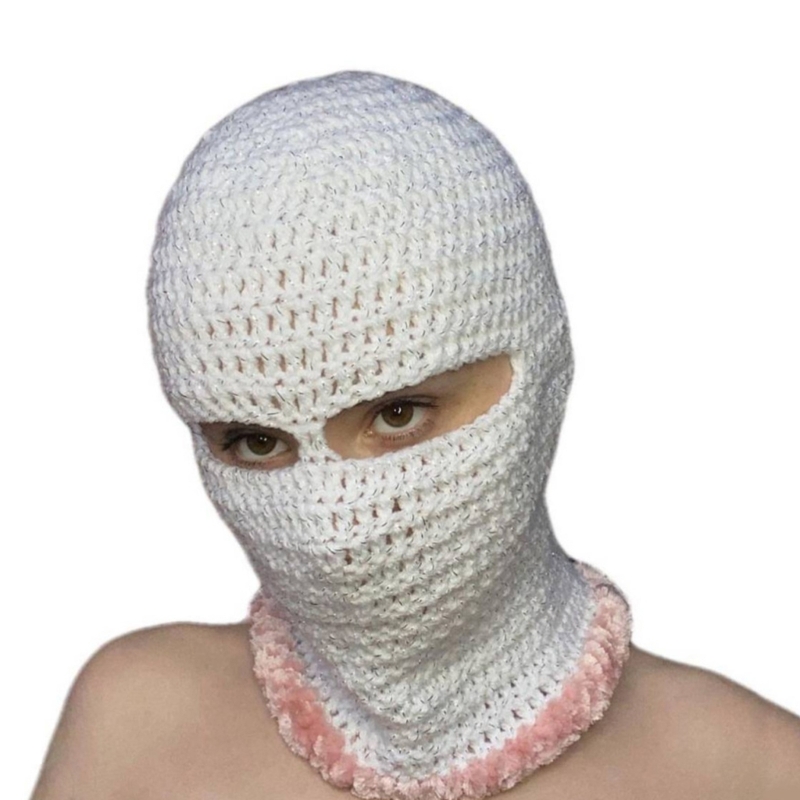 Balaclava Horrid Skull Crocheted Hat for Women Men Picture Props Scary Robber Cap Cosplay Halloween Party