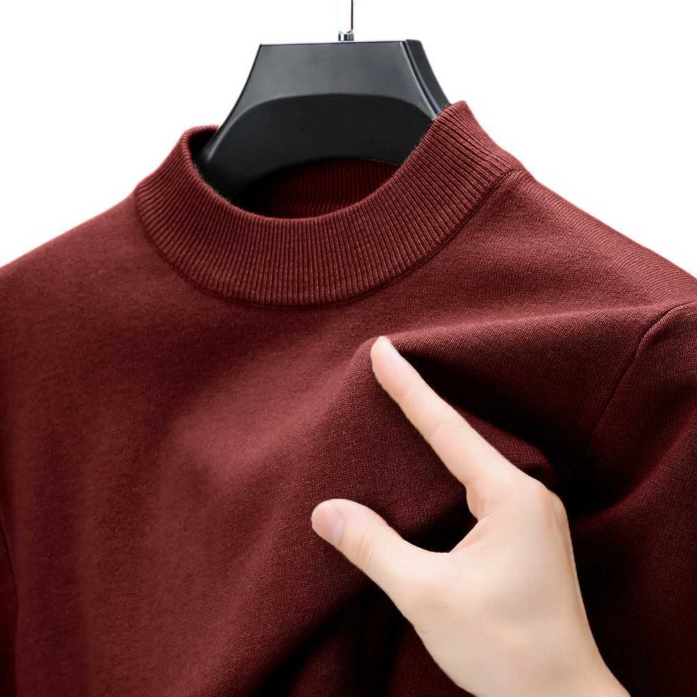 Autumn mens half neck sweater plain neck knit sweater solid color zipper breathable and warm winter outdoor T-shirt W2411111