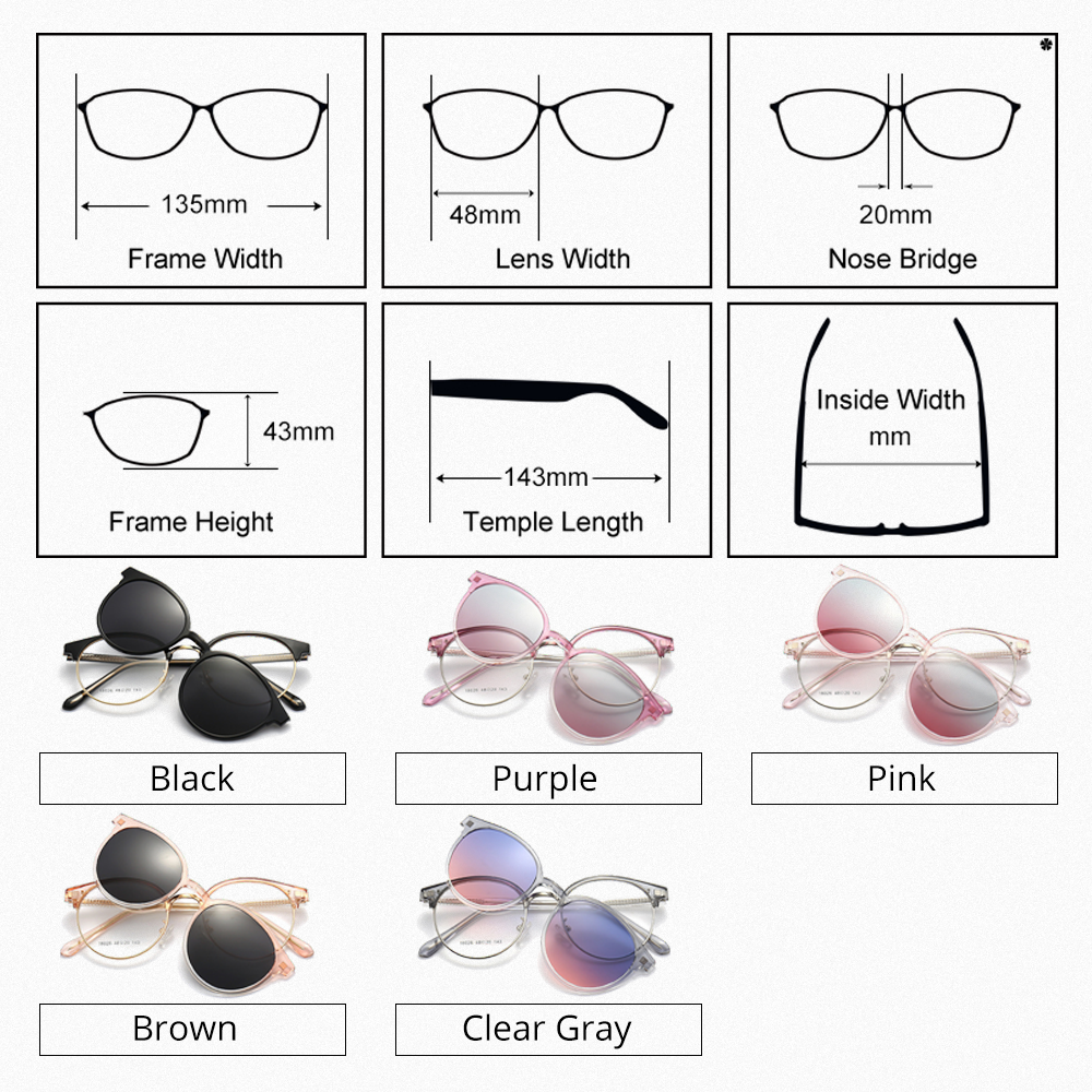 Ralferty Magnetic Sunglasses Women Clip On Glasses Men No Grade Glasses Eyeglass Frame for Women Spectacle Female Driving Goggle