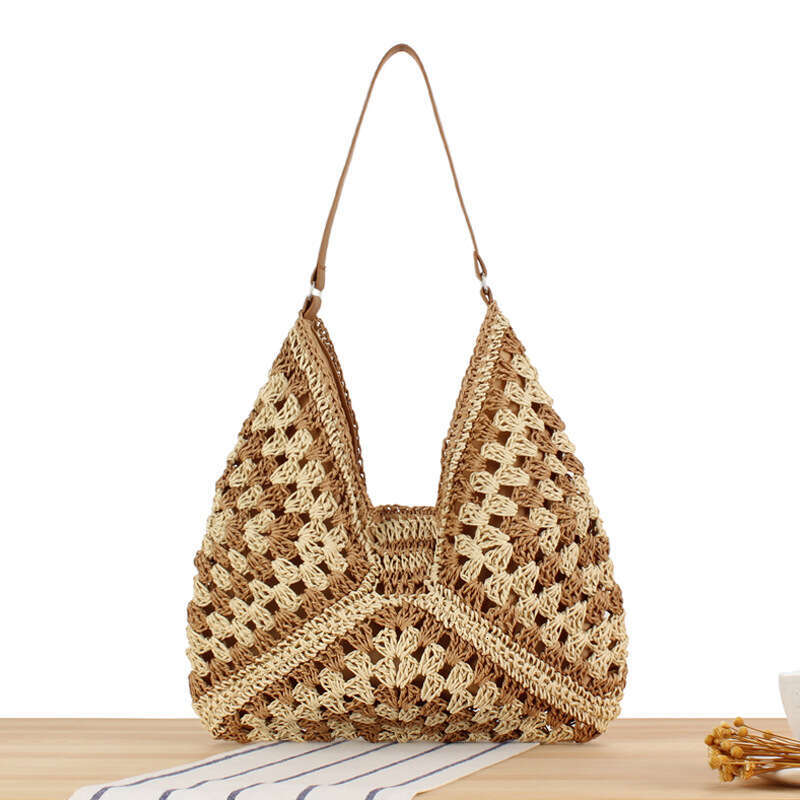 Women Straw Tote Large Capacity Vintage Vacation Shoulder Everything Casual Handbag Designer Hollow Summer Beach Bag