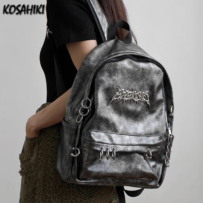 Personalized punk gothic womens backpack Y2k fashion trend retro backpack fully matched fashionable casual backpack 241111