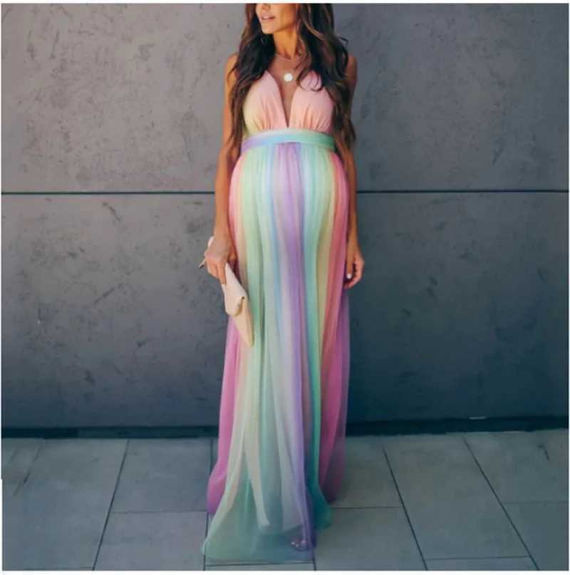 Maternity Dresses Dresses For Women Pregnancy Shooting Dress Fashion Mesh Womens Dress V-Neck Maternity Clothes For Pregnant Women Clothing 24412