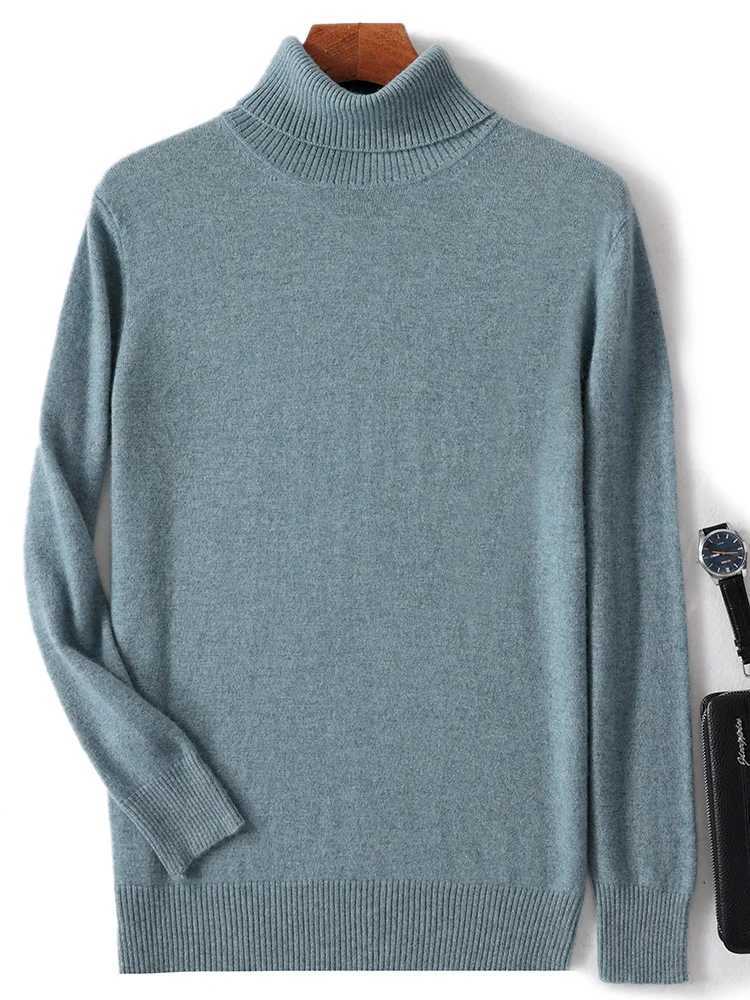 Autumn and Winter Mens Wool Turtle Collar Pullover Long Sleeve Basic Cashmere Sweater 00% Merino Wool Knitted Intelligent Casual Clothing W2411111
