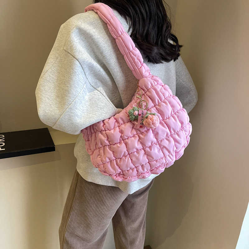 Womens Bag Handbags Shoulder Crossbody Bags Casual Bubble Down Cotton Korean Version Fashionable Pleated Cloud Bag 241112