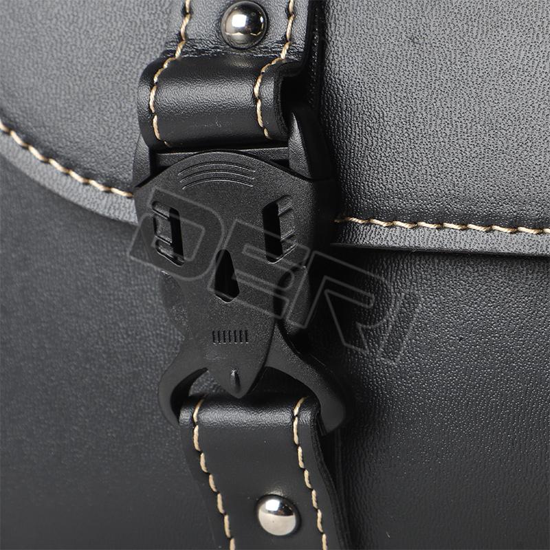 Black Motorcycle Lage Bag Leather Outdoor Toolkit Motorbike Rear Passager Seat Pouch Waterproof For Scooter Cafe Racer Bobber