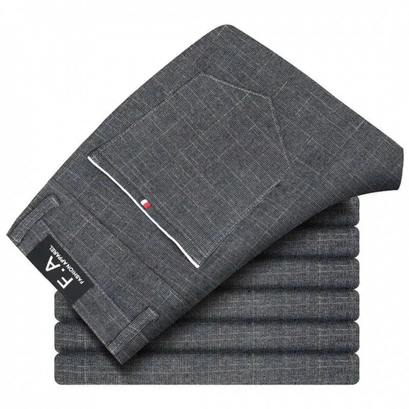 Mens Comfortable Breathable Cotton Casual Pants Fashion Slim fit Straight Korean style Stretch Black Gray Blue Pant 241111