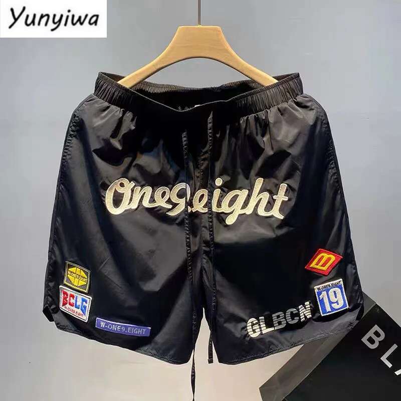 American Vintage Latter Embroidery Summer Men's Sports High Street Basketball S Loose Breathable Beach Shorts