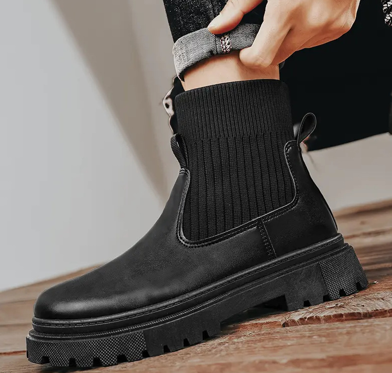 Men's Boots:Fashion Simple Design hot Boots 2024 Winter New Style High Top Anti-slip Comfort,Black/Brown,Free shipping
