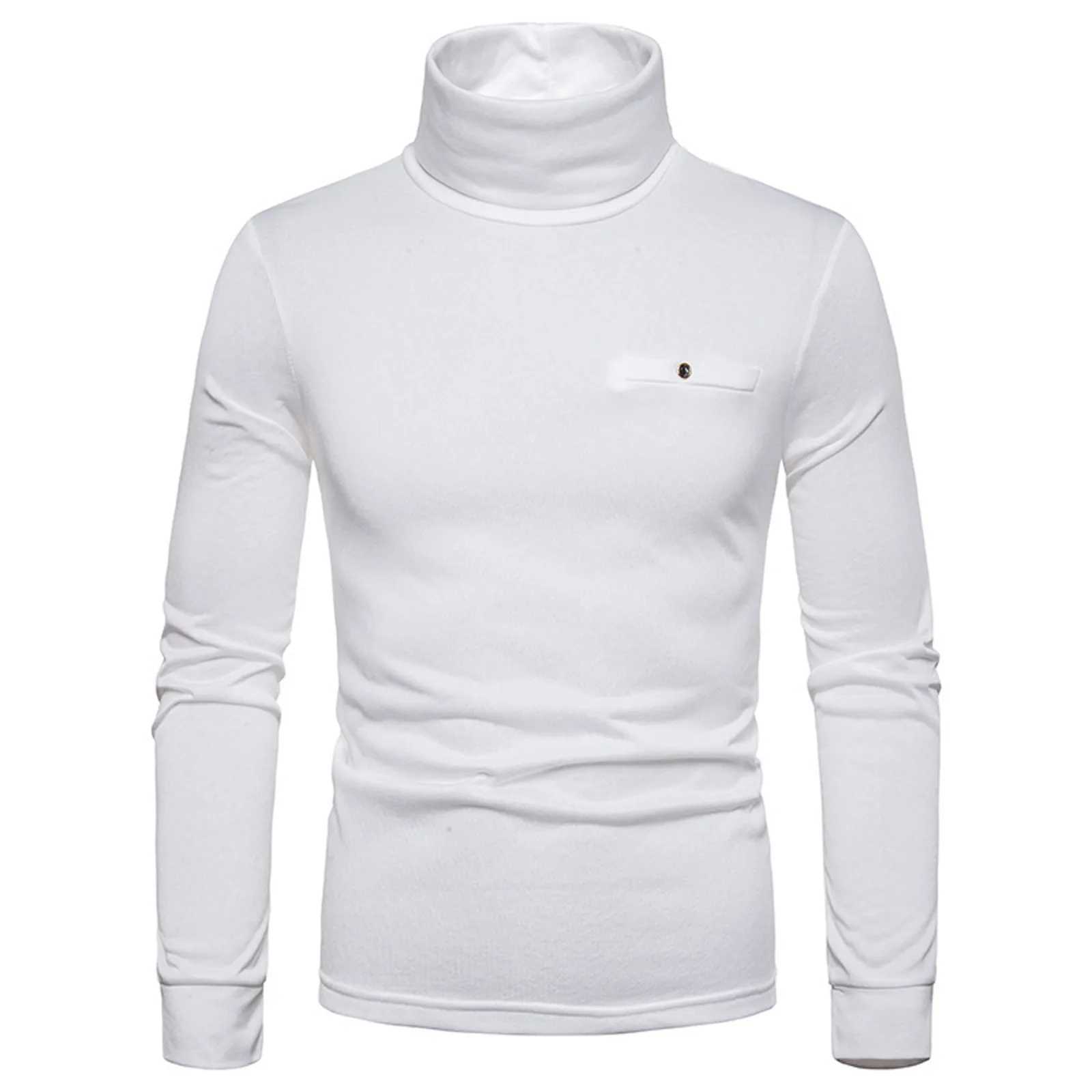 Mens Pullover Sweater Winter Thick Warm Turtle Neck Top Elegant Fashion Hot Underwear Basic Plain Shirt Long Sleeve Top W2411111