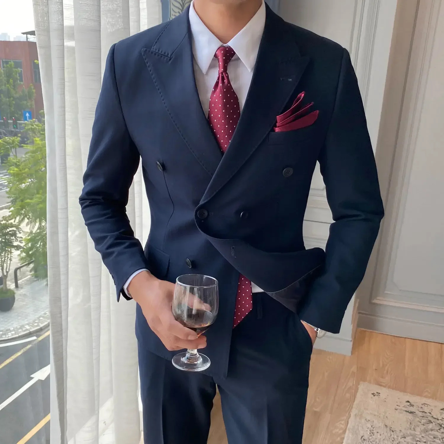 Business Formal Korean 2 Piece Outfit Set Man Dress Full Suit for Men Fashion Classic Trends Costumes Clothing Gentleman Blazer 241111