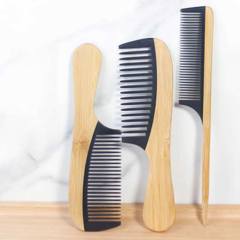 Natural bamboo and wood tail hair comb anti-static hair care health massage near tooth comb professional barber styling tool W241112