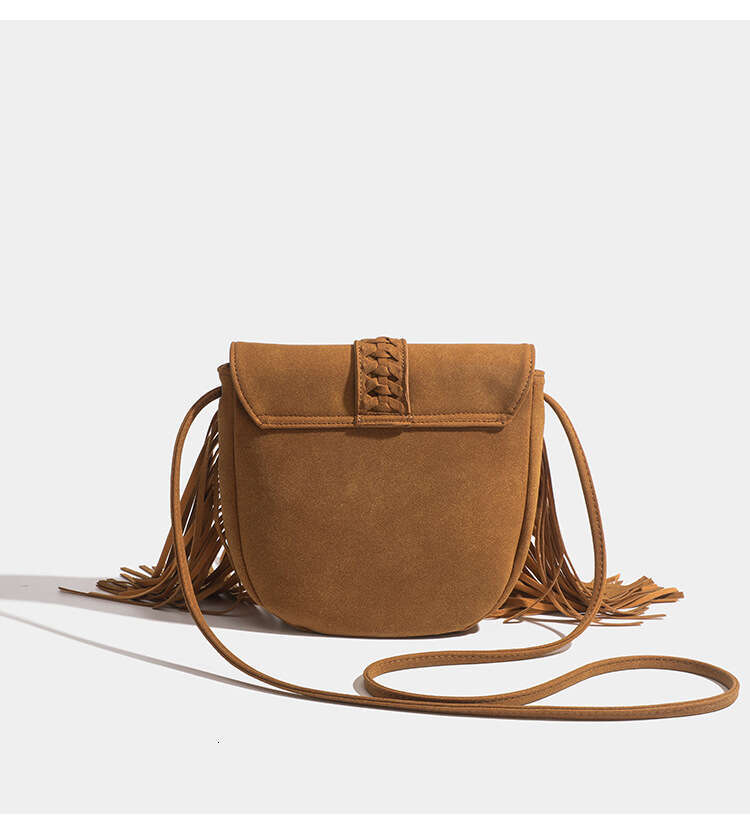 2024 spring new clamshell braided fringe retro soft leather trend all the crossbody bag for women