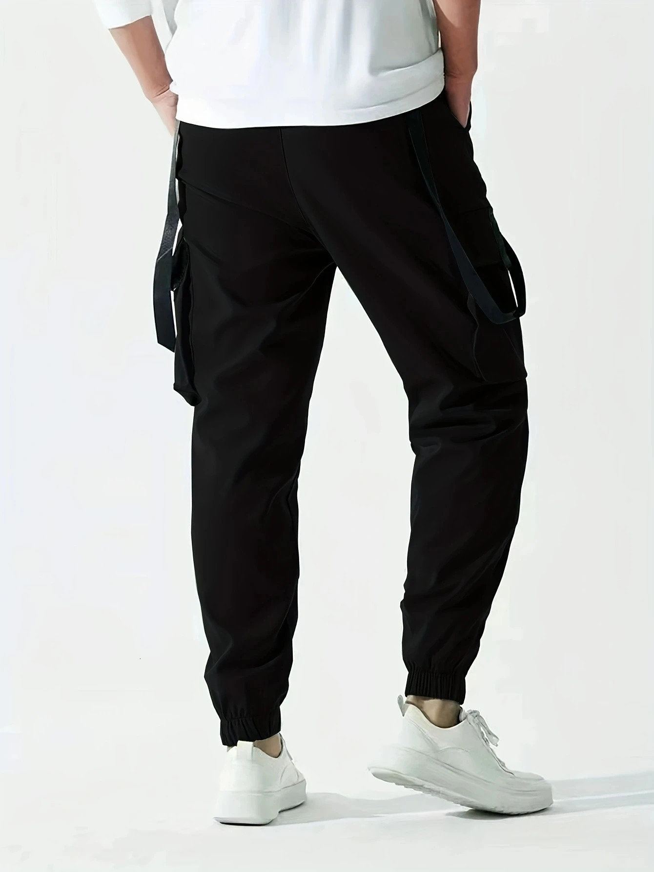 Fashion Mens Casual Techwear Drawstring Multi Flap Pockets Cargo Pants Hip hop Joggers Pant 241112