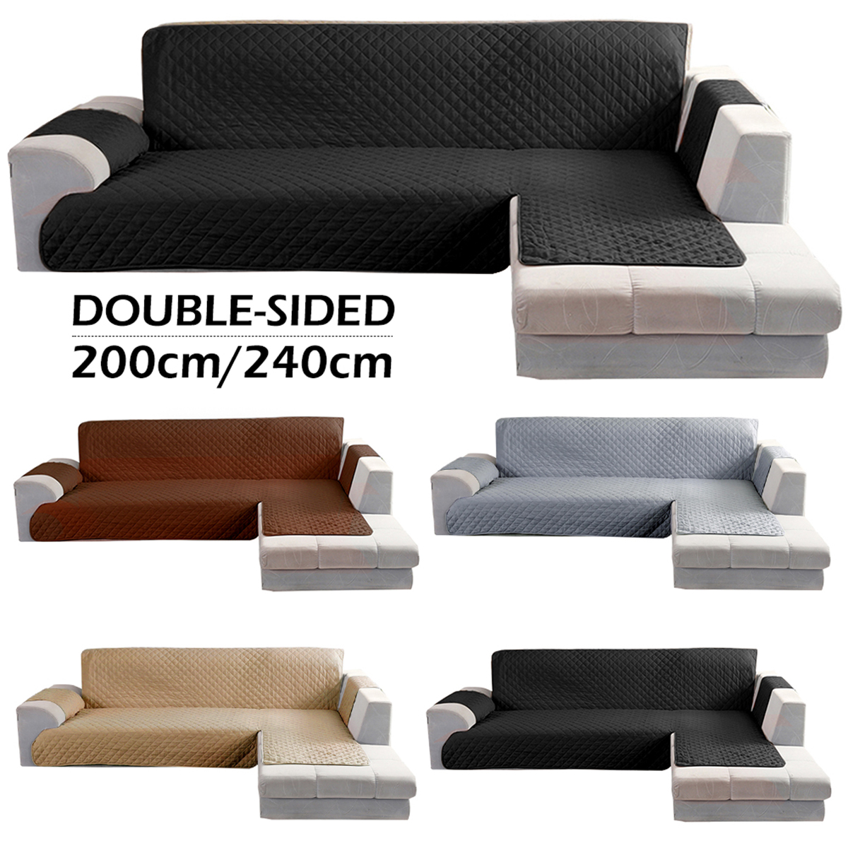 Sofa Slipcover L Shape Sofa Cover Reversible Sectional Couch Cover Anti-Slip Waterproof Furniture Protector Covers for Pet Kids