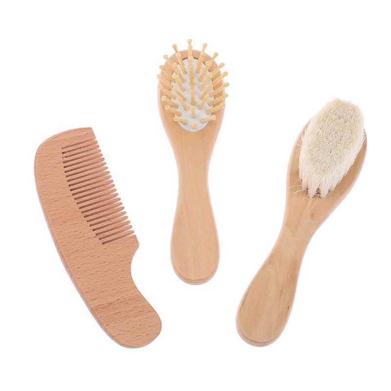 Soft baby brush comb set suitable for comfortable massagers with wooden handles for newborns W241112