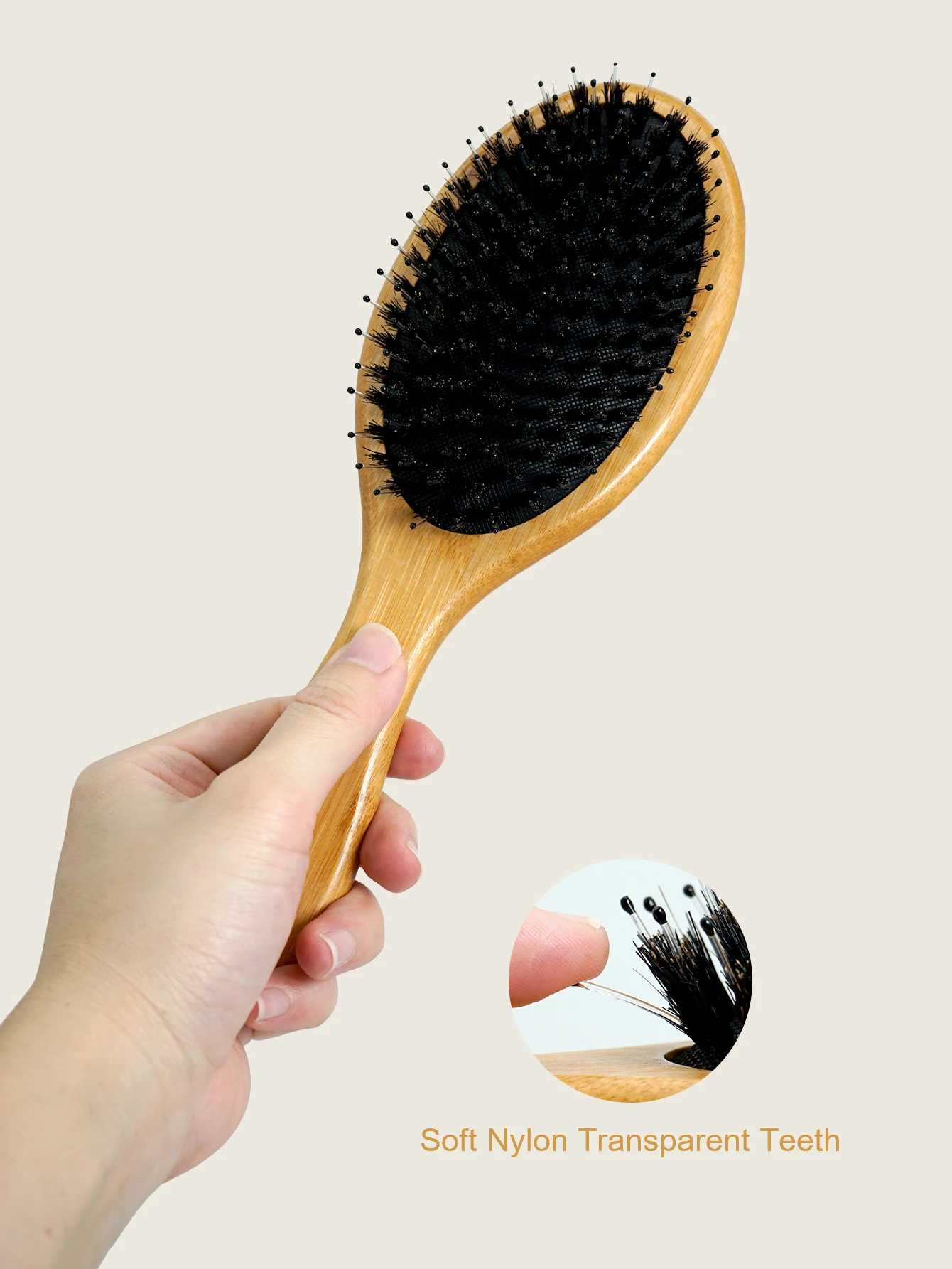 Wooden comb professional soft bristle air cushion smooth hair no knots practical comb high elasticity head massage air bag comb W241112