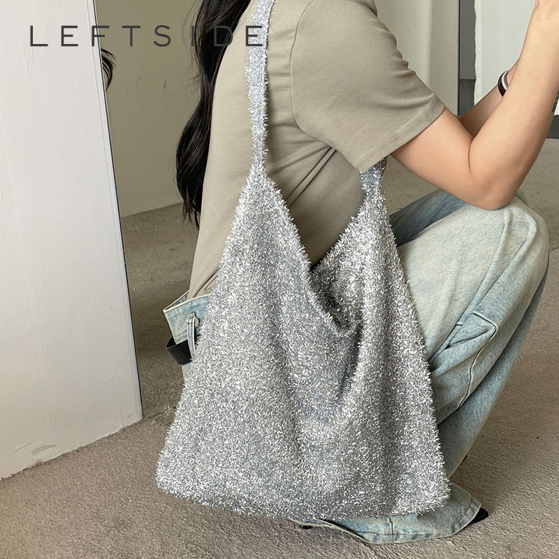 Pleuche Y2K Silver Big Soft Shoulder Bags for Women 2023 Luxury Brand Small Armpit Bag Female Underarm Handbags and Purses