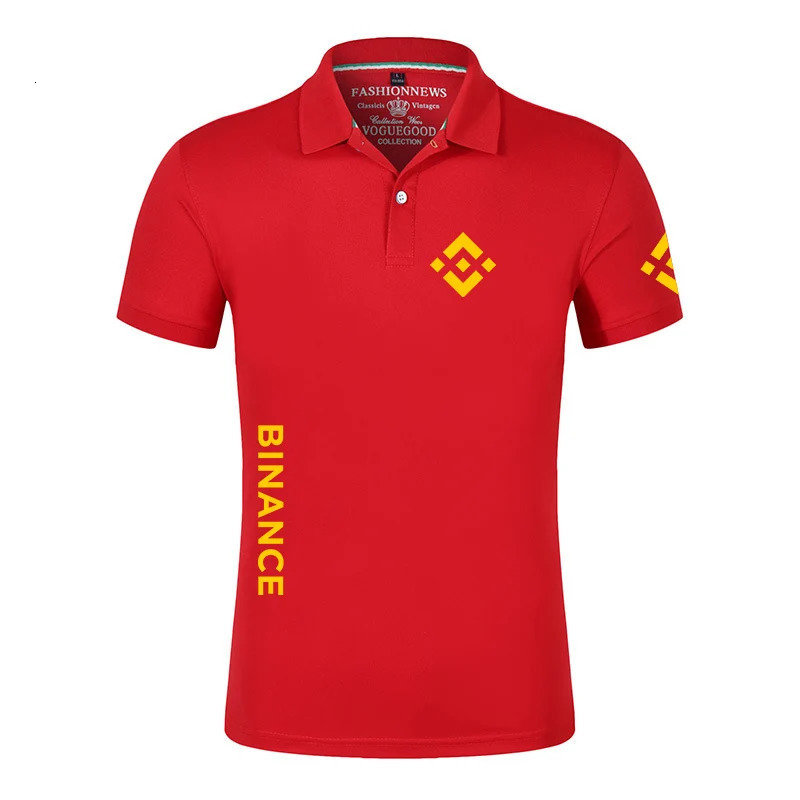 Binance Crypto Mens Summer Print Polos Shirts Casual Harajuku Cotton Comfortable Shorts Sleeves High Quantity Tops 240402