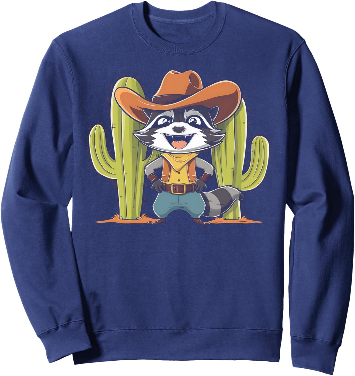 Long Sleeve Shirts for Men sweatshirt Raccoon Cowboy Cactus Desert Southwest Funny Graphic Sweatshirt T shirt Tee Streetwear Casual tops clothes