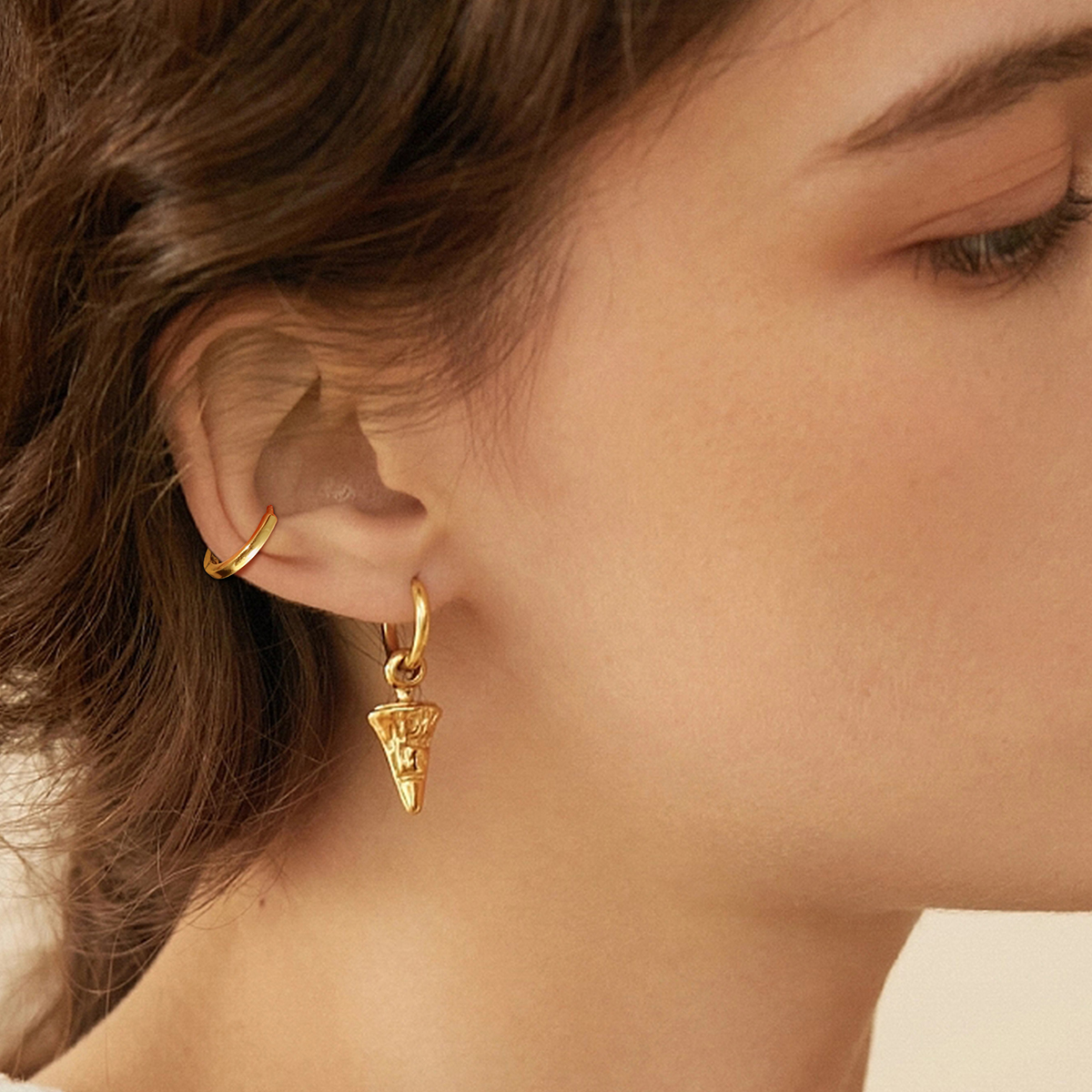 TUPMI 14K Gold Huggie Hoop Earrings for Women Men Dainty Mini Small Hoop Earrings Cuff Set for Cartilage Helix Tragus Conch Piercing Jewelry