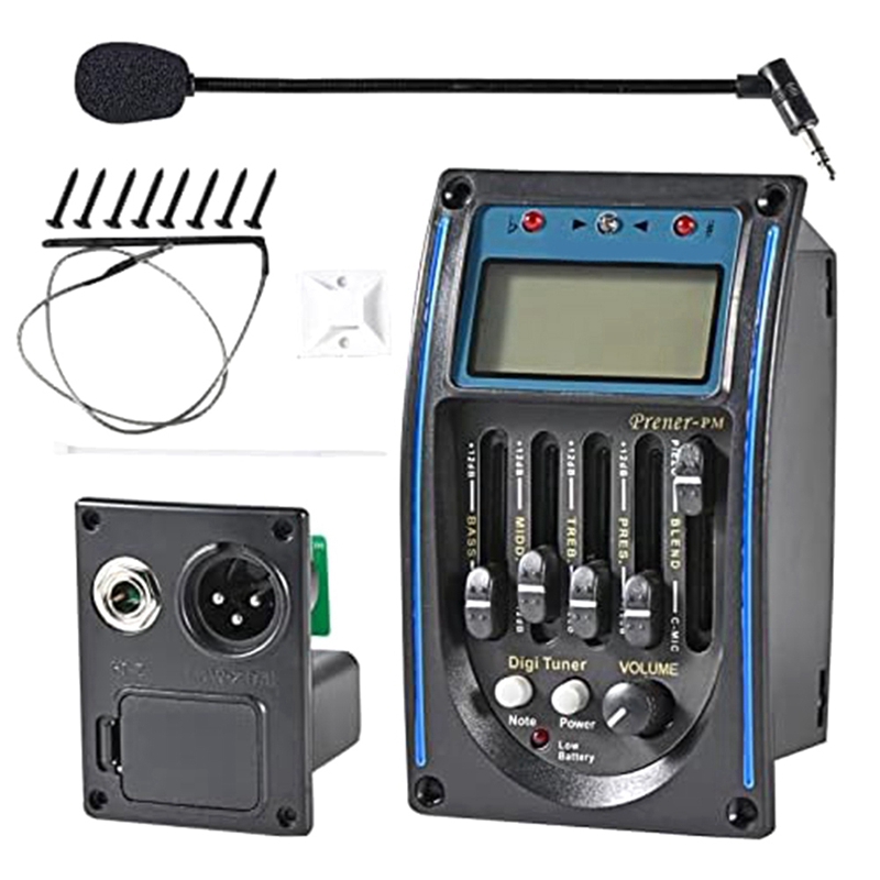 1Set Acoustic Guitar Pickup 5 Band EQ Equalizer Guitar Preamp Piezo Pickup Tuner With Mic LCD Display