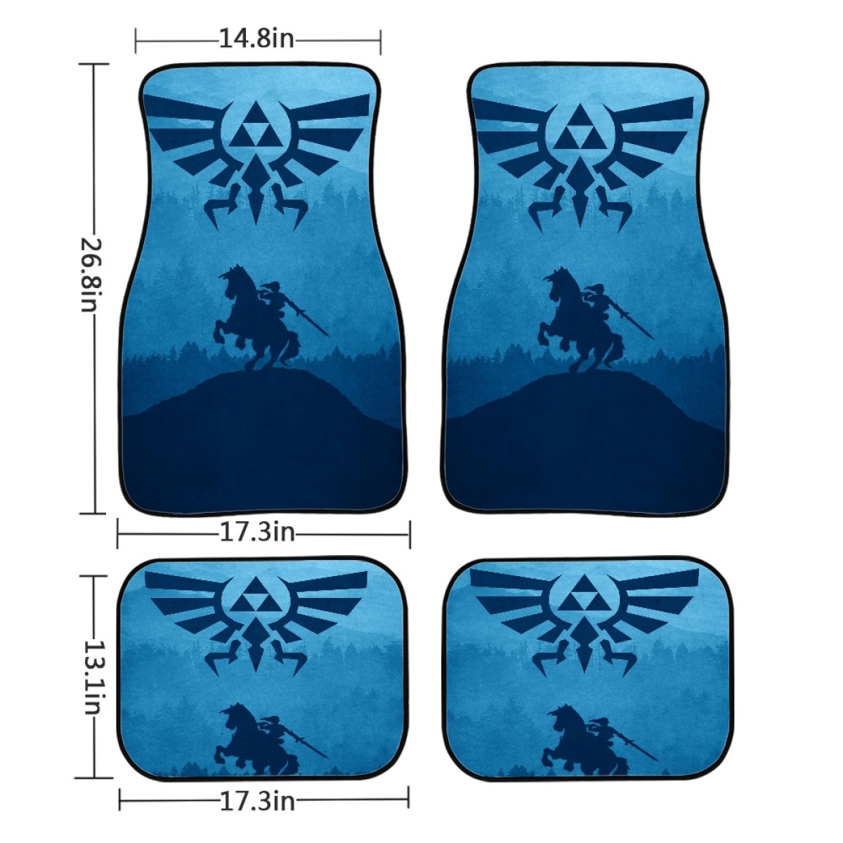 Sky Blue Medal Horse Print Car Floor Mat Brand Design High Quality Automobile Carpet Cover Dirt Resistant Vehicle Rug Hot Sales
