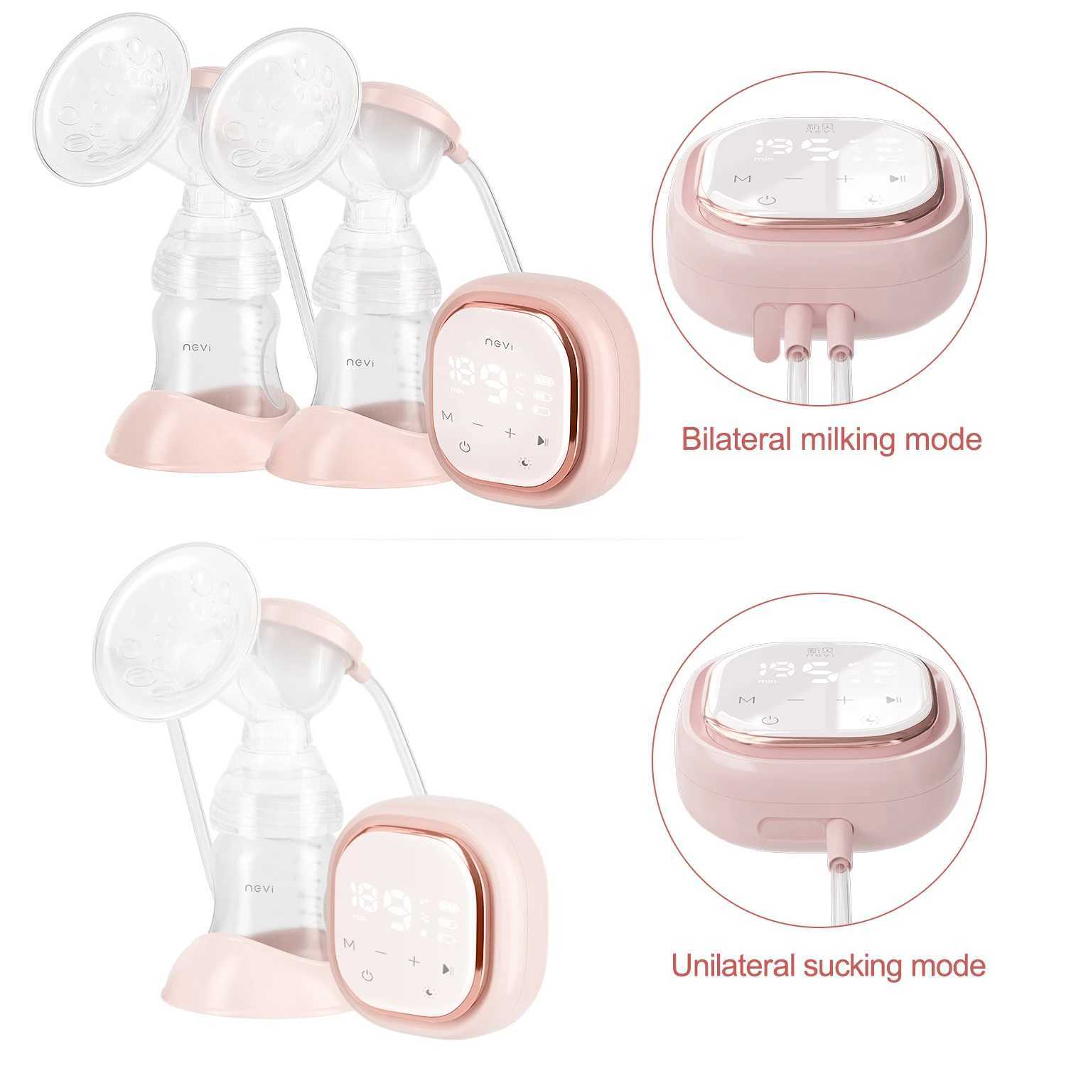 Breastpumps Breastpumps NCVI Double Electric Breast Pumps 3 modes 9 levels Protable Dual Breastfeeding Milk Pump Night Light Touch Screen 240412