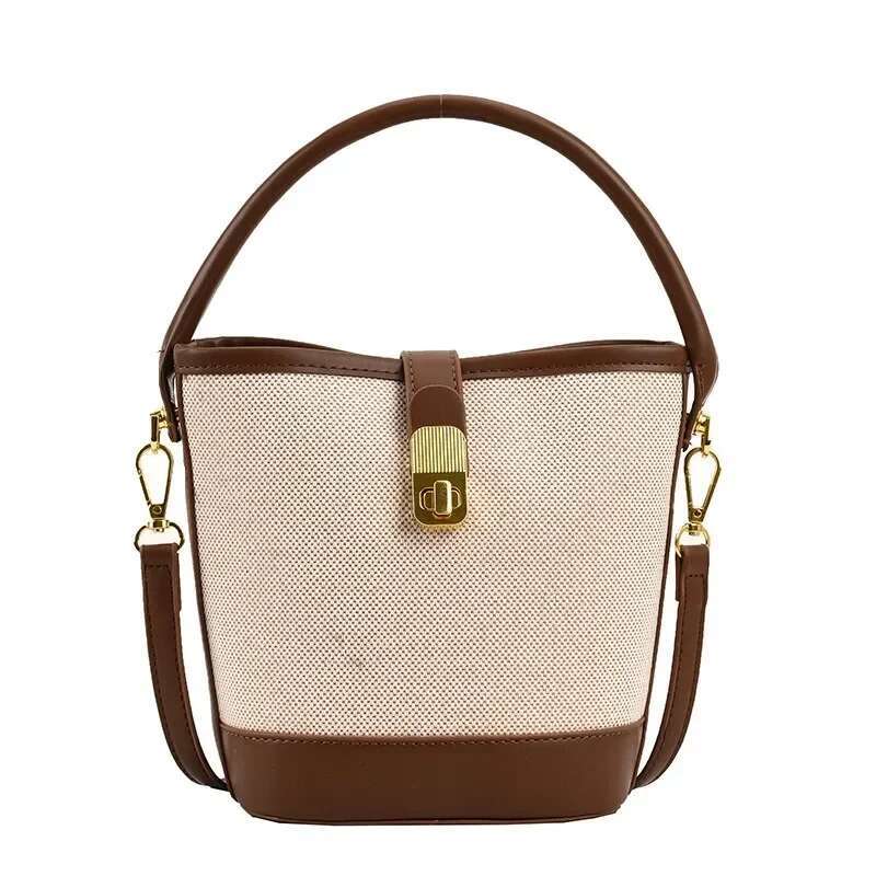 LITTLETON Canvas Bucket Bag Advanced Sense Large Capacity Three-dimensional Single Shoulder Crossbody Temperament Niche Handbag