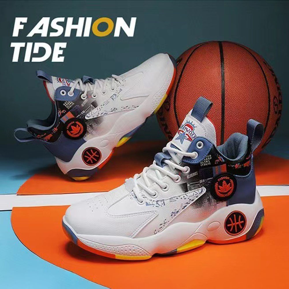 Cool Lace-Up High Top Basketball Shoes Non-Slip Sole Breathable Shoes For Workout