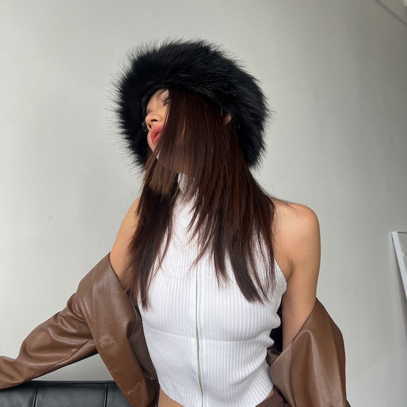 Y2k Winter Fluffy Fuzzy Faux Fur Bucket Hats For Women Warm Plush Fisherman Hat Outdoor Stylish Panama Caps New Year Presents 12ee6