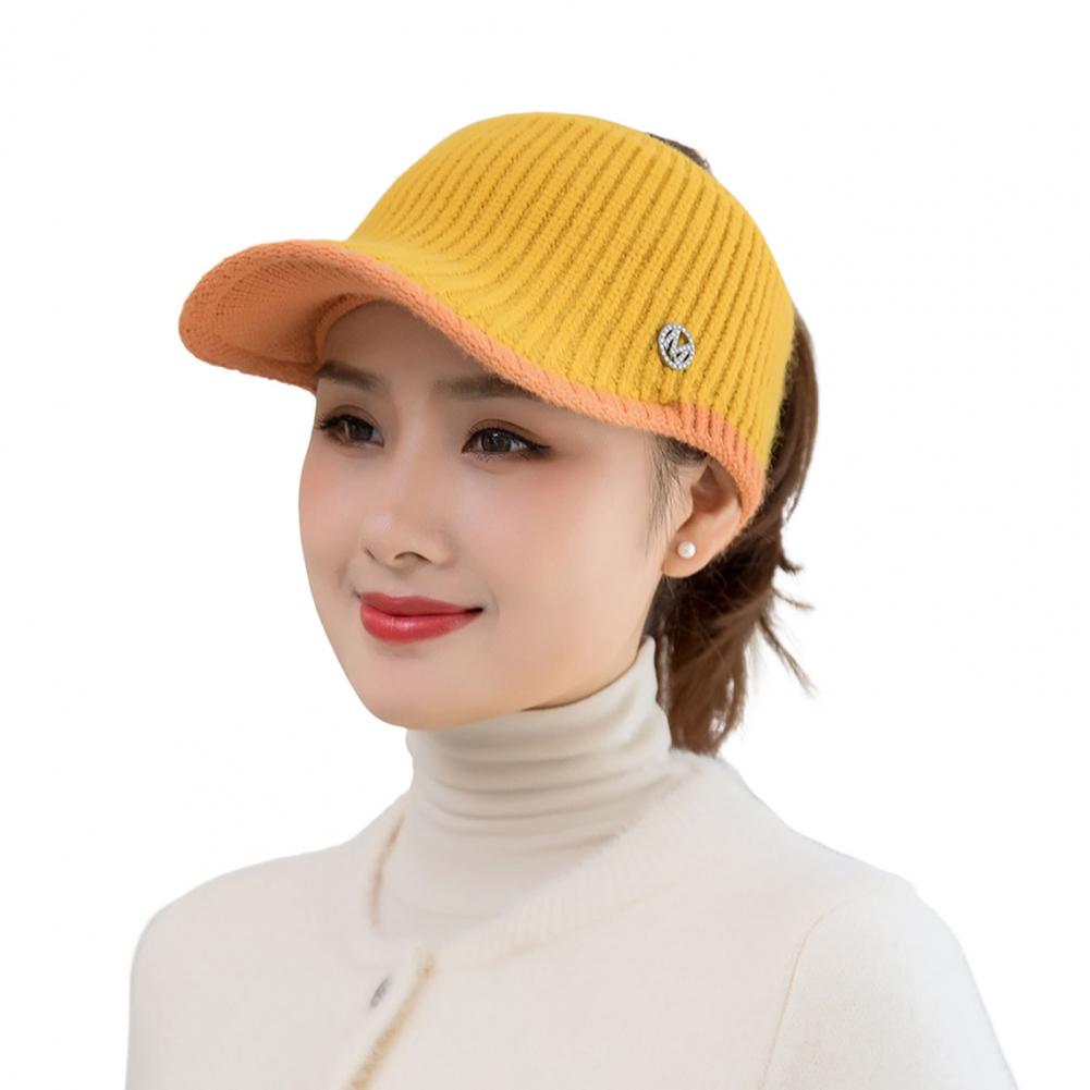 Knitted Hat Stylish Non shrink Woolen Yarn Cold Winter Ladies Visor for Daily Life 5
