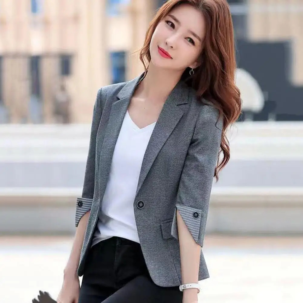 Womens jacket one-third sleeve lapel collar womens formal cardigan plus size business womens outerwear party 241111