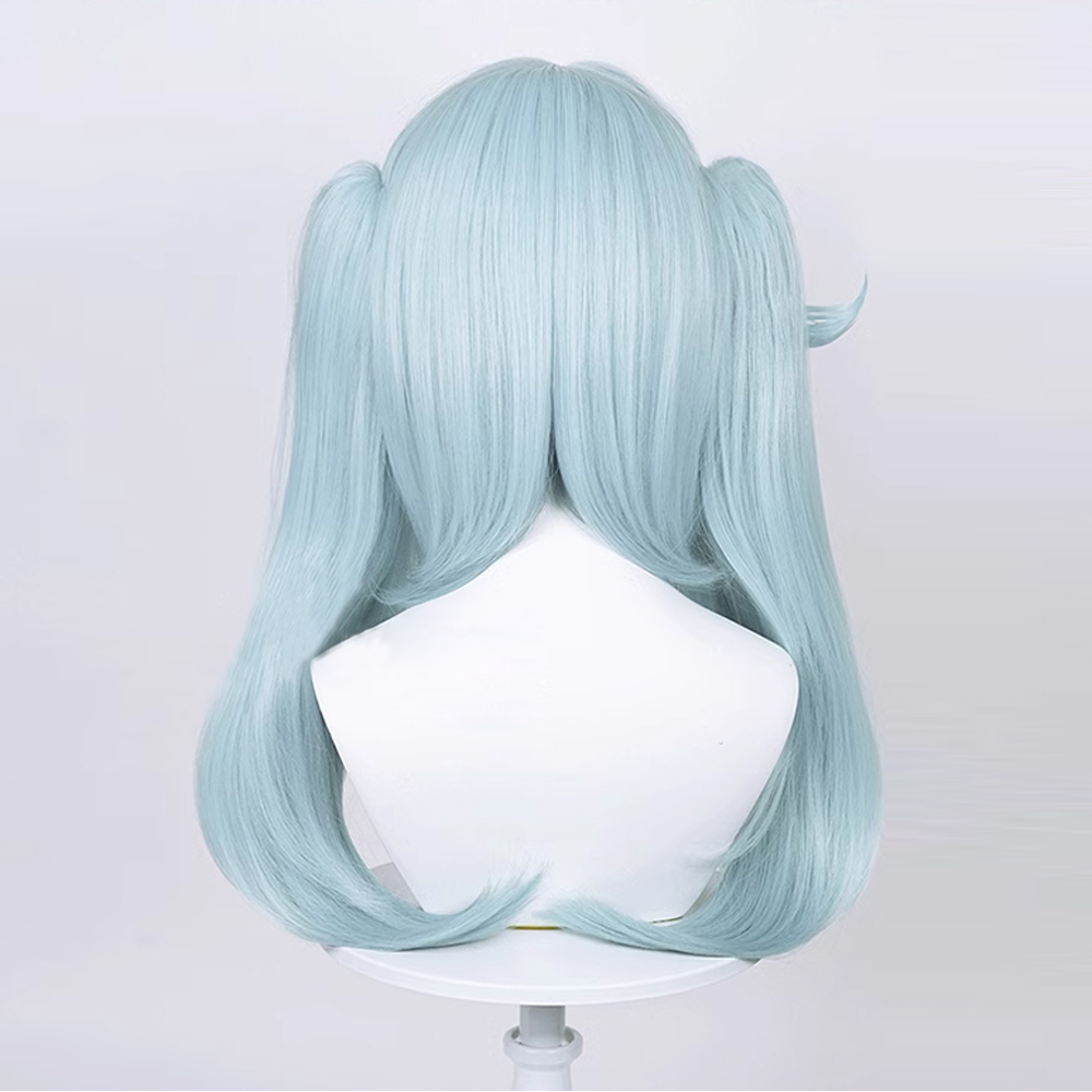 RANYU Genshin Impact Faruzan Wigs Synthetic Long Straight Light Blue Double Ponytails Game Cosplay Hair Wig for Daily Party 71193
