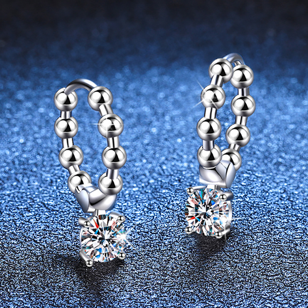 Serenity Day 1cttw 2 Stones Real D Color 5mm Full Moissanite Hoop Earrings For Women Gift S Sterling Sier Stud Fine Jewelry db4ec 5 2f9ae