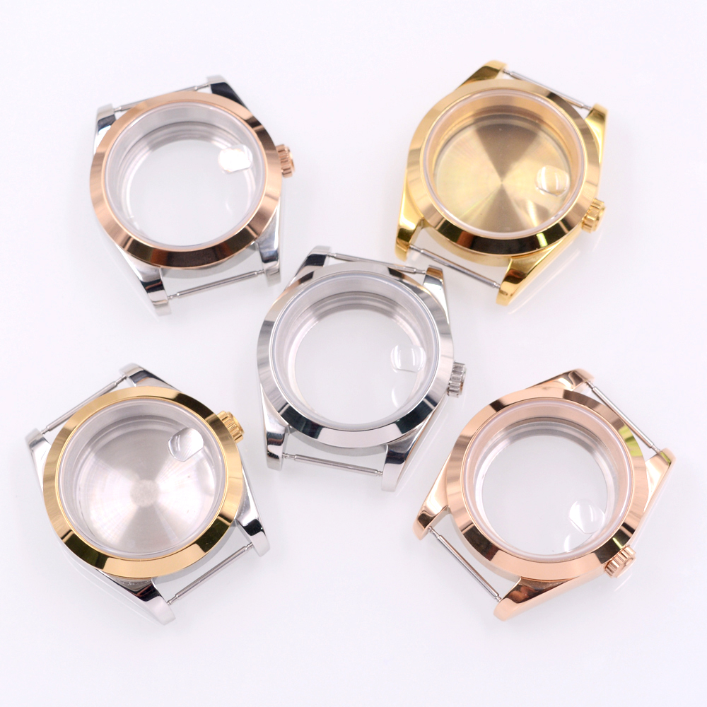 36MM/40MM Sapphire Glass Watch Case Fit NH34 NH35 NH36 PT5000 ETA2824 2836 Miyota 8215 8205 Movement Sier/Rose Gold 011d8