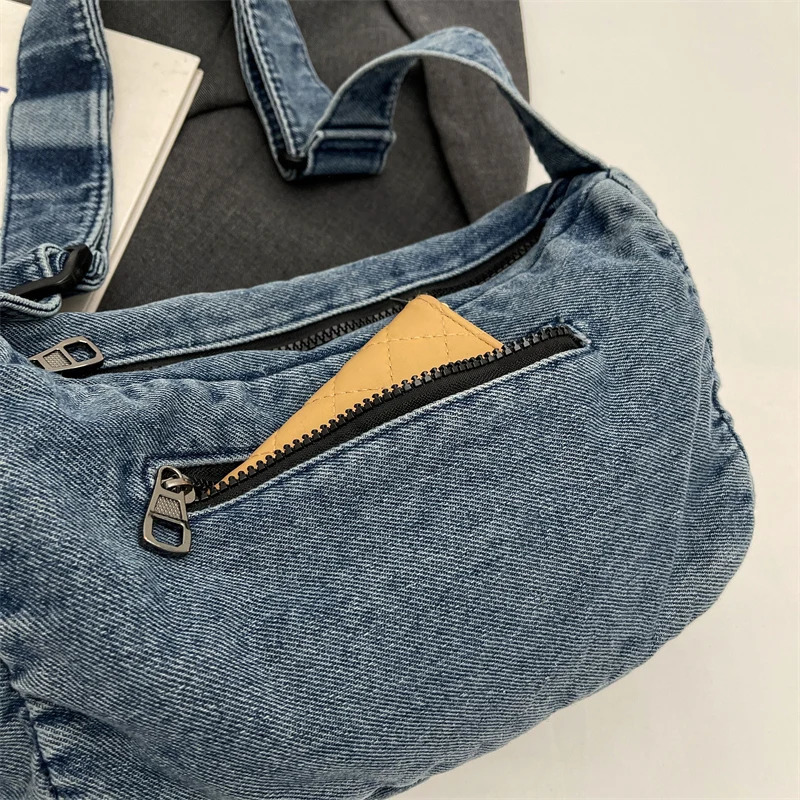 MUDUO Womens High Quality Canvas Shoulder Bag Laundry Denim Casual Handbag Fashion Tramp Japanese and Korean Bag 241111