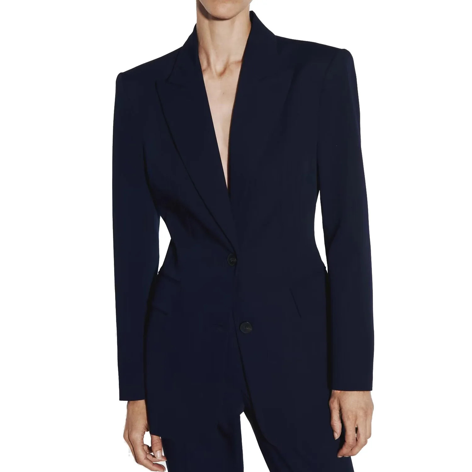 Womens suit jacket patchwork decoration slim fit casual version 2-button top 241111