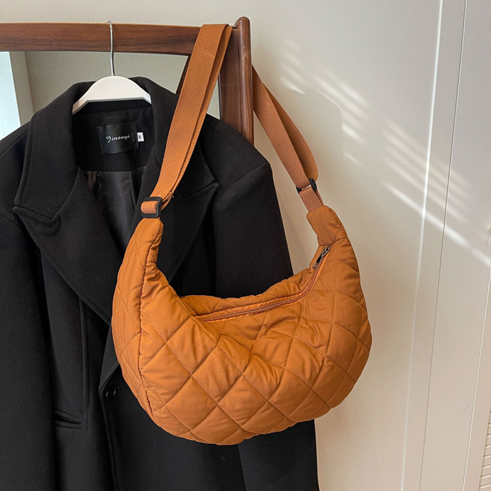 Women Padded Quilted Dumpling Bag Bubbles Shoulder Bag Large Capacity Tote Bag Solid Crossbody Bag Winter Student Satchel Bag