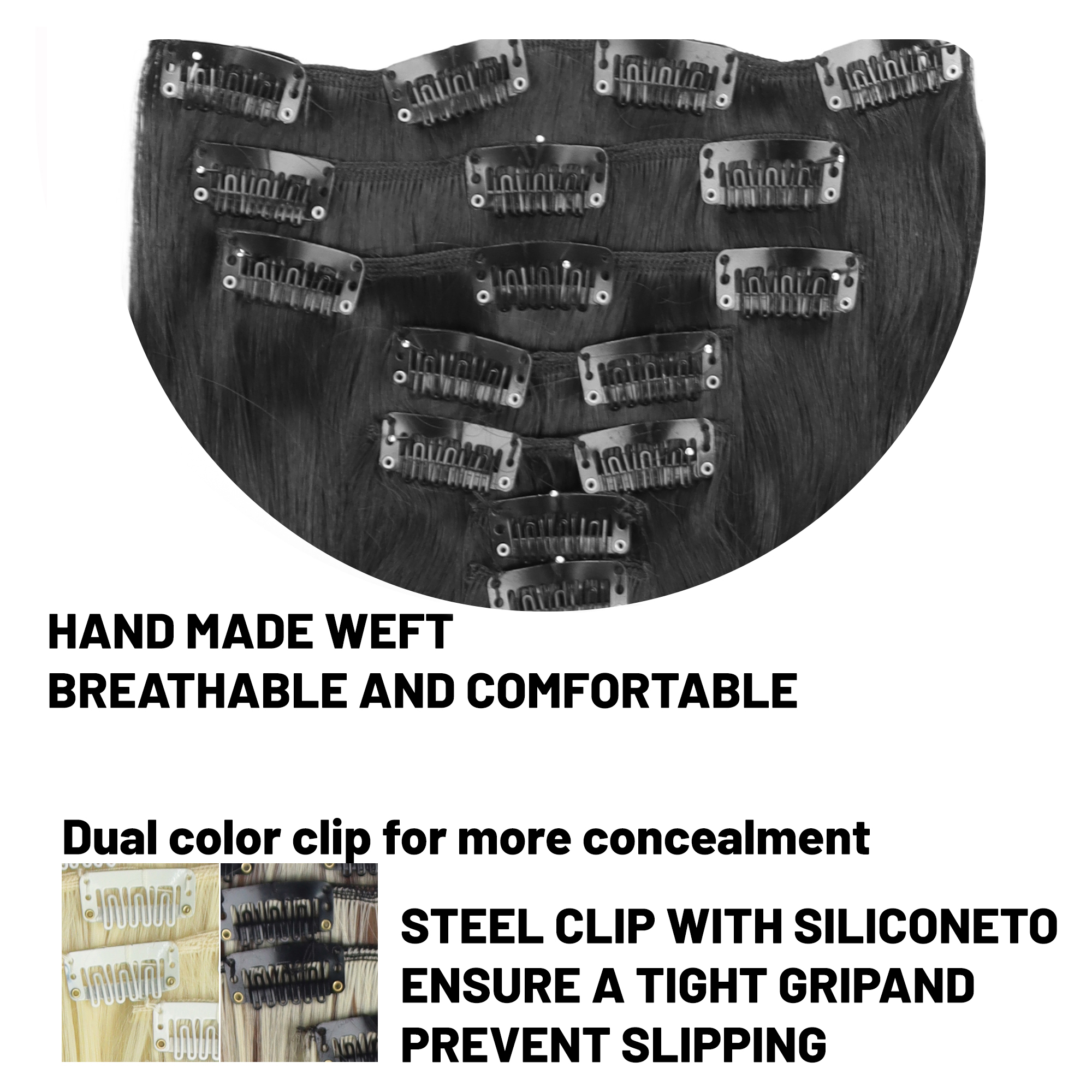XINRAN Black Hair Extensions,Hair Extensions Clip in Long Straight Synthetic Hair Extensions Full Head For Women Black Brown 3c85e