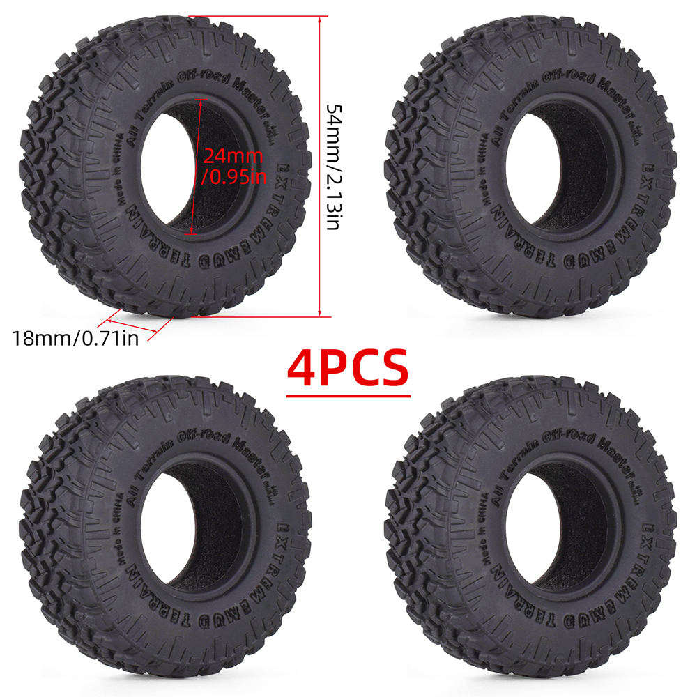 1.0 inch RC Tires 4pcs Rubber Wheel Tyre for 1/18 TRX4M 1/24 Axial SCX24