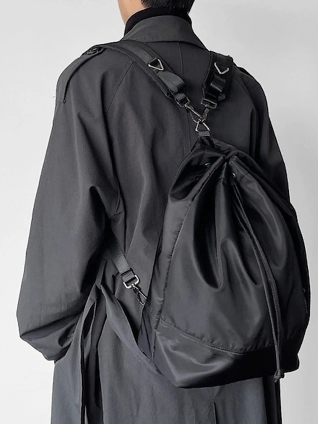 JIAERDI Harajuku Solid Backpack Womens Retro Nylon Casual Large Capacity Y2k Backpack Womens Retro Grey Mochila Womens 241111