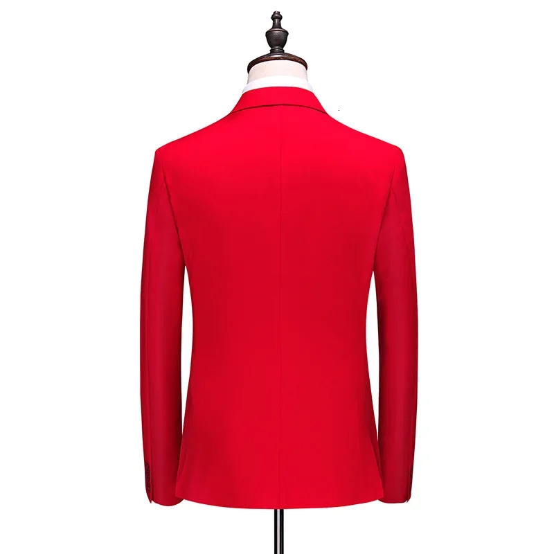 Fashion Mens Business Double Breasted Solid Color Suit Coat Male Slim Wedding 2 Pieces Blazers Jacket Pants Trousers 240412