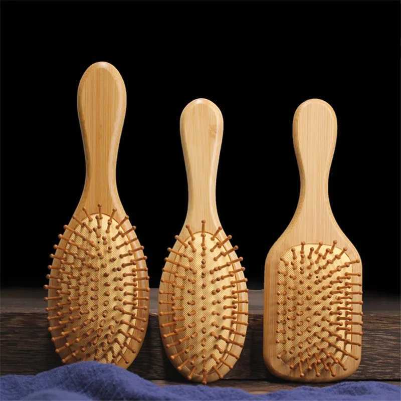 Bamboo and wood comb professional hair brush used for scalp massage hair care round bead comb healthy anti-static hair brush W241112