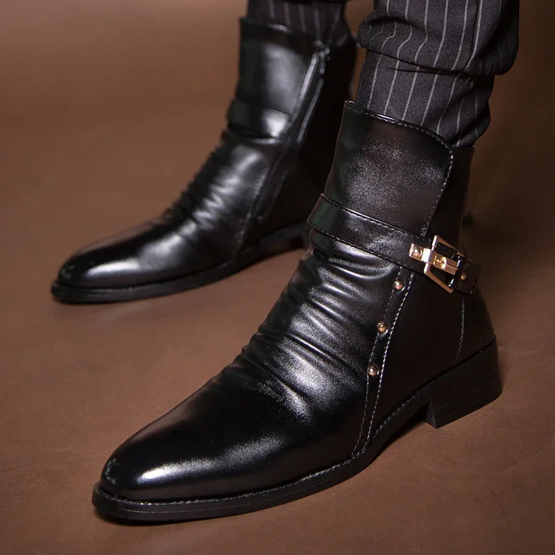 Man Shoes Waterproof Fashion Boots for Men Leather Black Retro Vintage Sale Low Price In Promotion Casual High Quality Y2k 241112