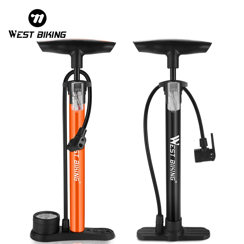 WEST BIKING 160PSI Bicycle Air Pump with Schrader Instrument Presta Road Bike Ball High Pressure Tire Inflator Steel Bicycle Pump 241112